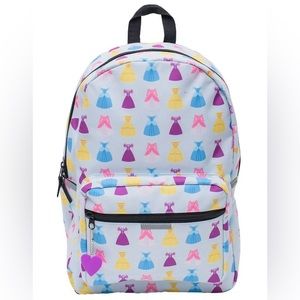 Disney Princess Colorful Ball Gown 18" Backpack with Laptop Sleeve.